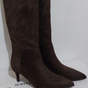 Marc Fisher Dark Brown Pointed-Toe Knee Boots
